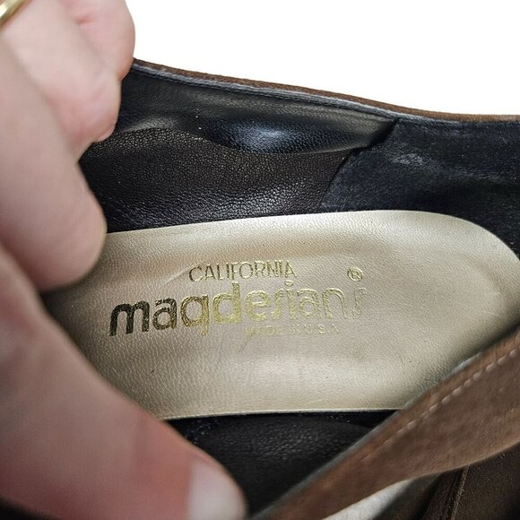 Magdesians California Women's Brown Suede Block Heel‎ Shoes 9.5 Neutral Workwear - Picture 4 of 15